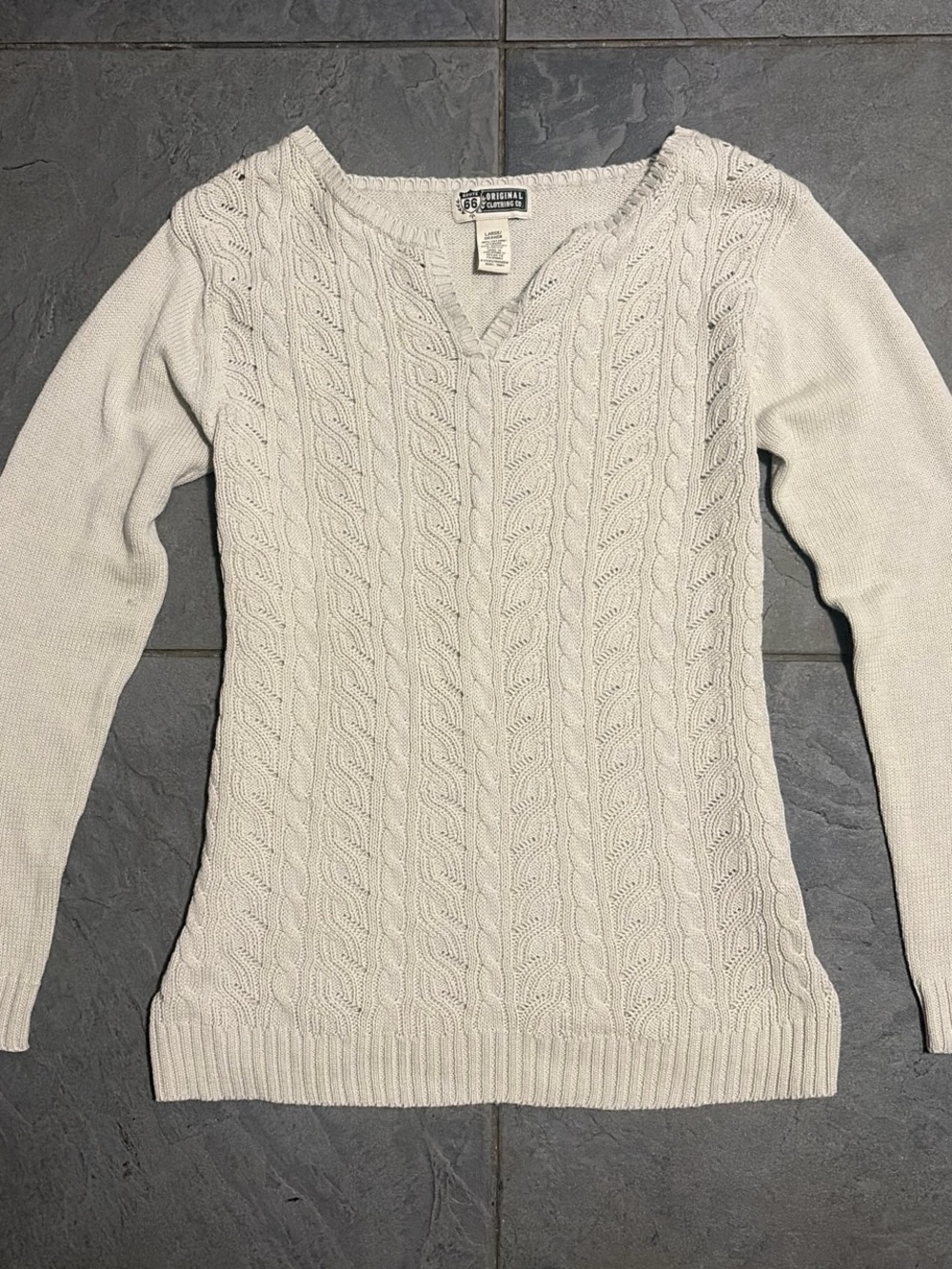 Route 66 Cream Cable Knit Scoop Neck Sweater